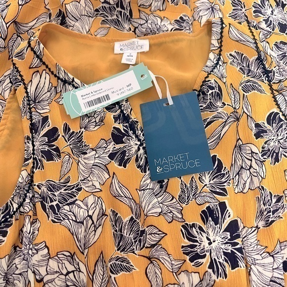 Market & Spruce Auria Embroidered Mustard Dress NWT - Picture 3 of 6